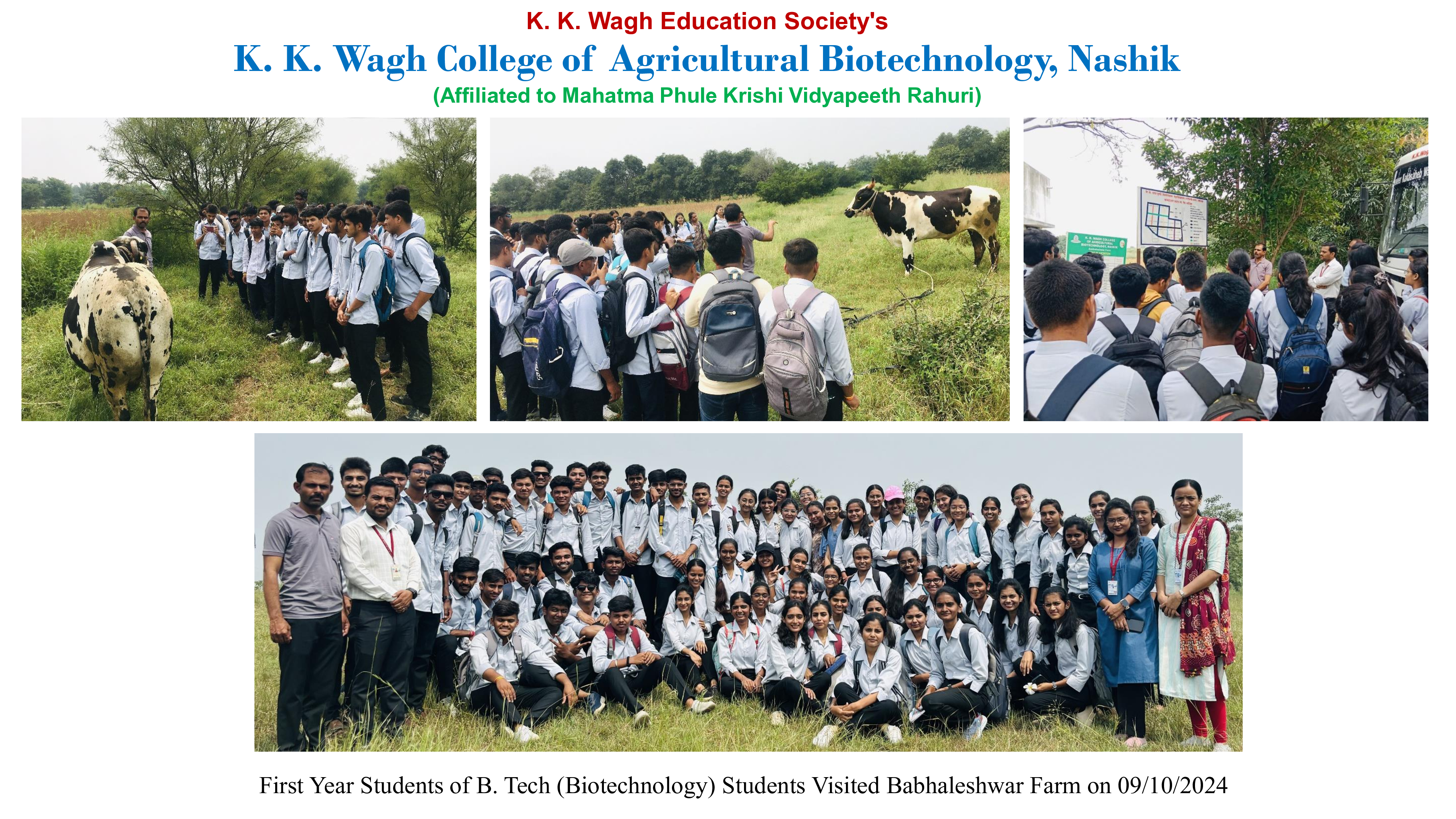 Farm Visit for First Year Student 09 Oct 2024@ Babhaleshwar Farm