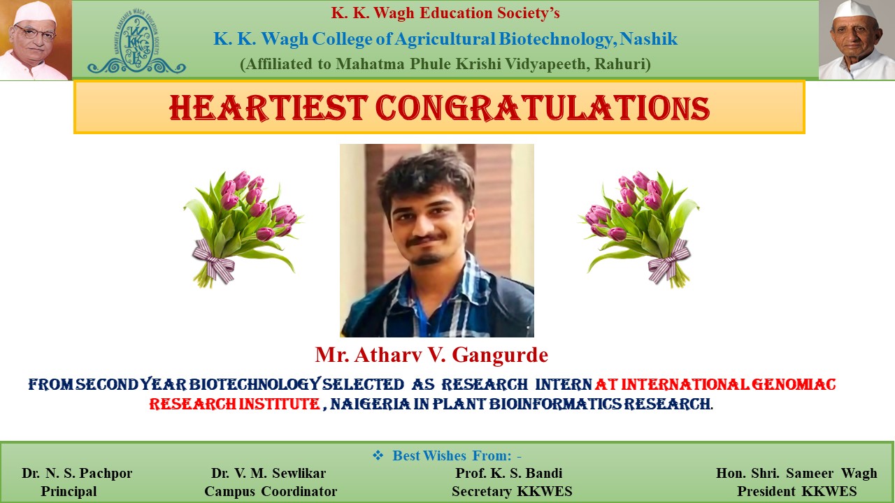 K. K. Wagh College of Agril. Biotech Second Year Student 