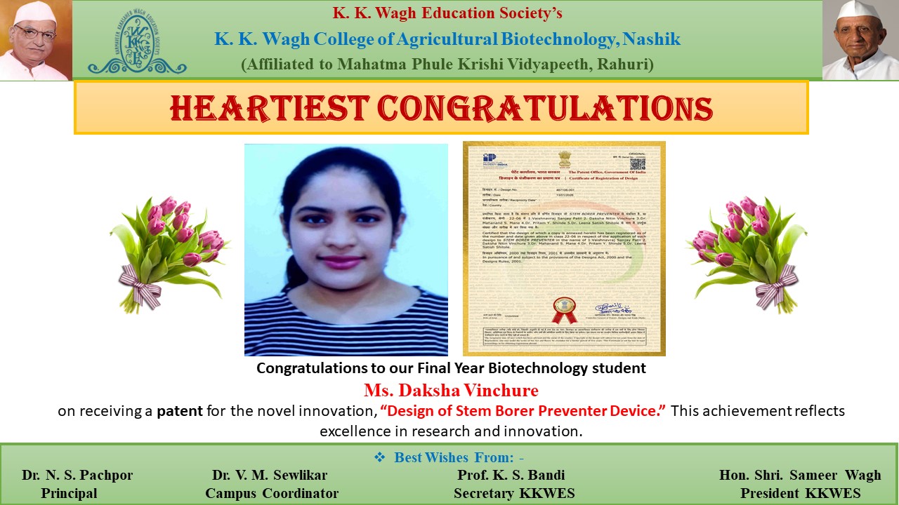 K. K. Wagh College of Agril. Biotech final year student 